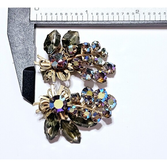 MCM Julianna DeLizza and Elster Earrings Clip On Aurora Borealis 1960s EXC! - Picture 7 of 10